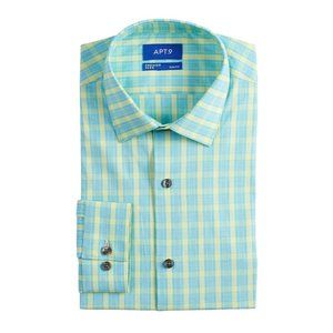 Apt 9 Slim-Fit Premier Flex Collar Stretch Dress Shirt - in green eoe check